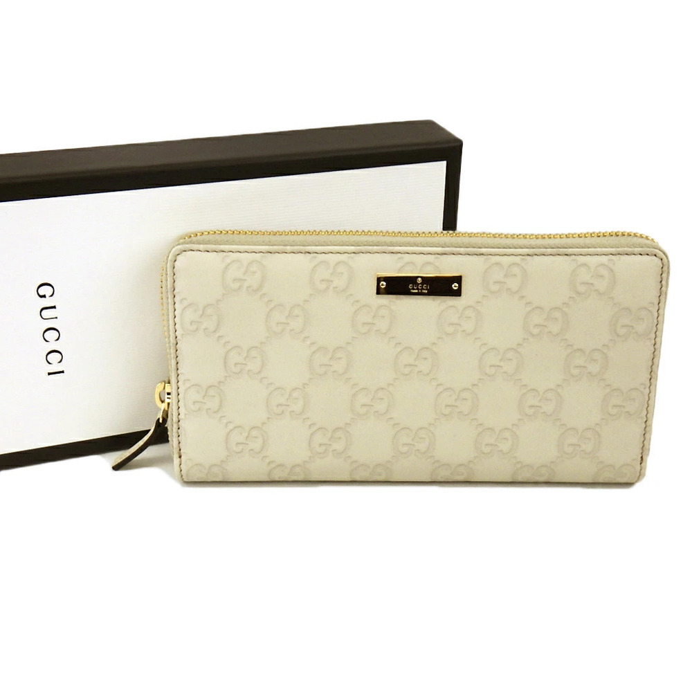 GUCCI Guccissima Round Zip Long Wallet Leather Off White - Picture 5 of 5
